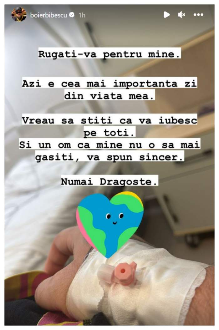 Boier Bibescu a ajuns pe patul pe spital. Artistul cere ajutorul fanilor: ”Rugați-vă pentru mine” / FOTO