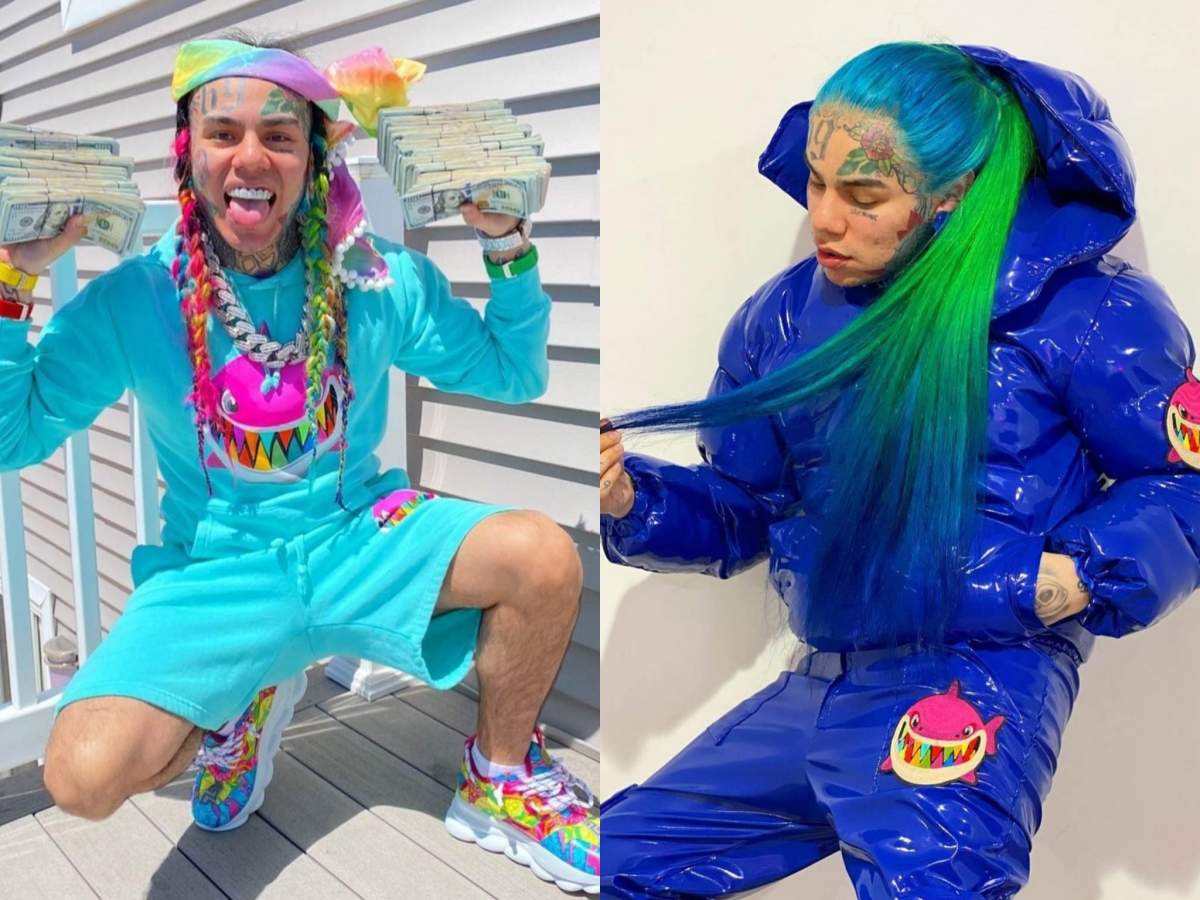 6ix9ine cu două teancuri de bani.