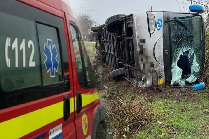 Accident grav pe ”drumul morții”, în Buzău! Un autocar cu 32 de persoane s-a răsturnat. Șoferul este în stare gravă