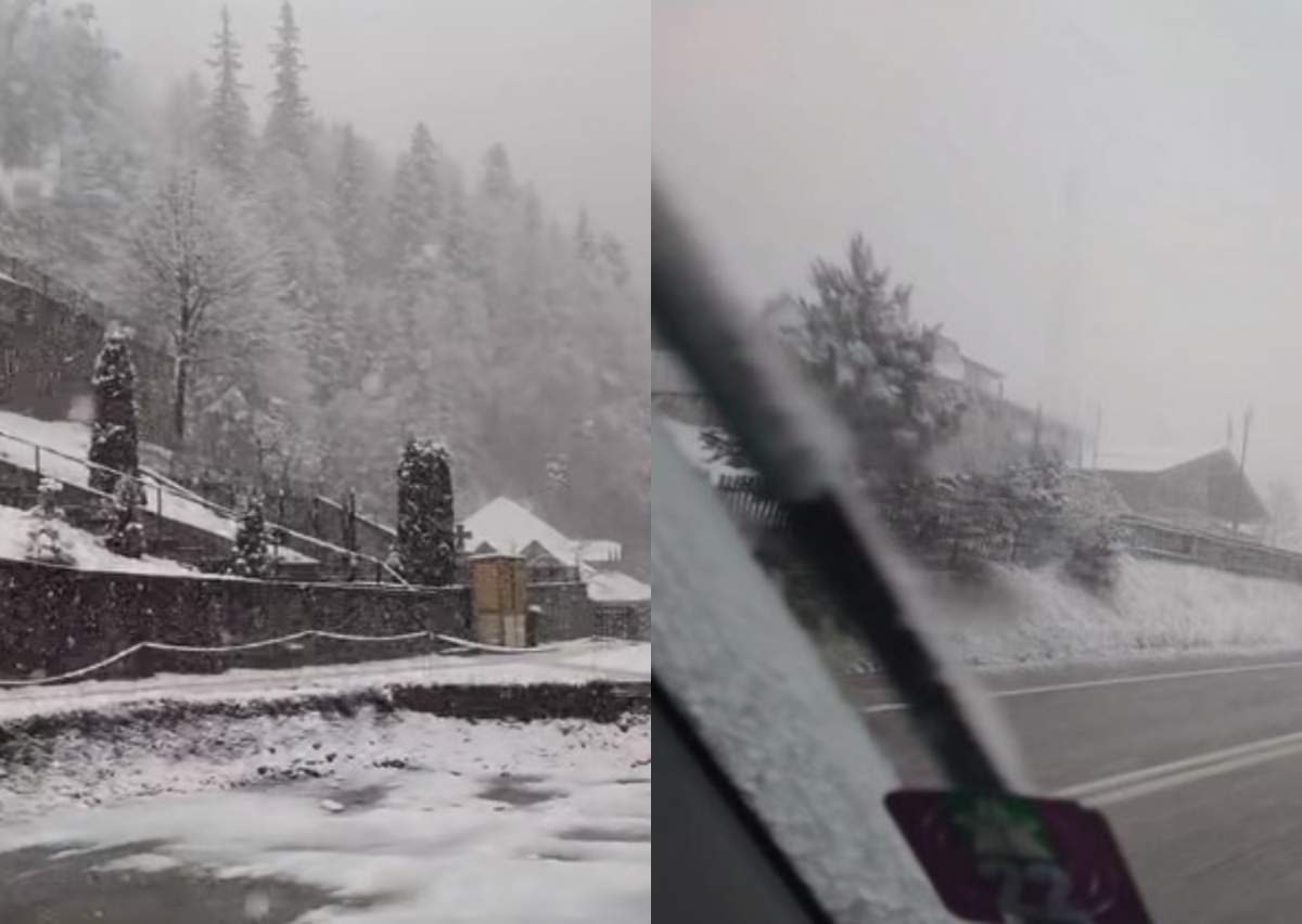 Locurile din România unde la această oră ninge ca-n toiul iernii, deși în mai puțin de o lună ar trebui să avem temperaturi de vară / VIDEO