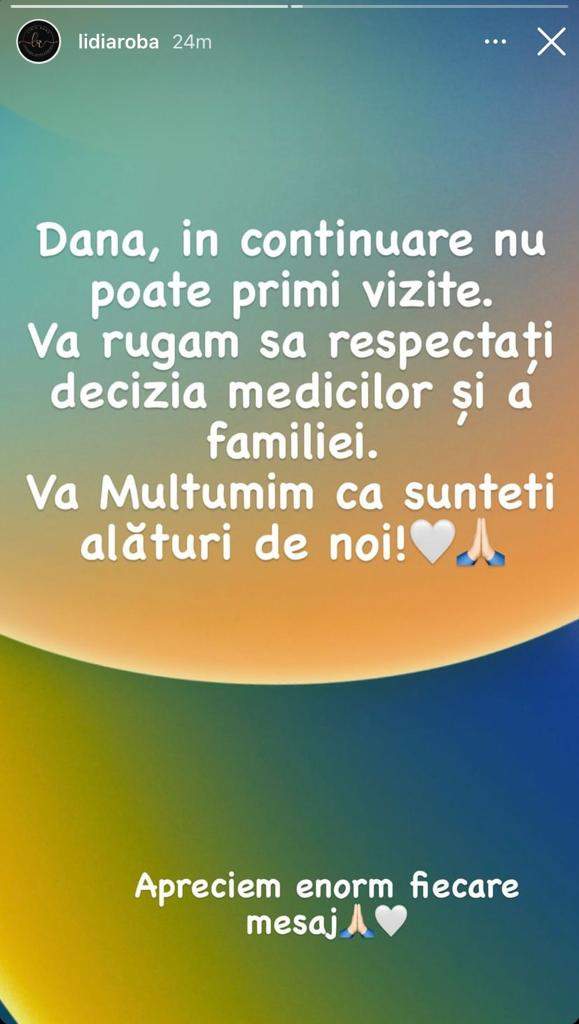 Sora Danei Roba, încă un mesaj de ultimă oră! Ce le-a transmis celor care își fac griji pentru vedetă: ”În continuare...” / FOTO