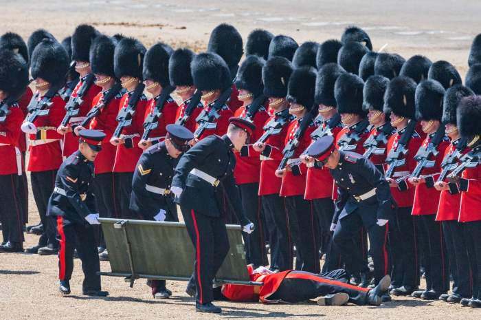 soldat lesina la repetitiile paradei pentru ziua regelui Charles