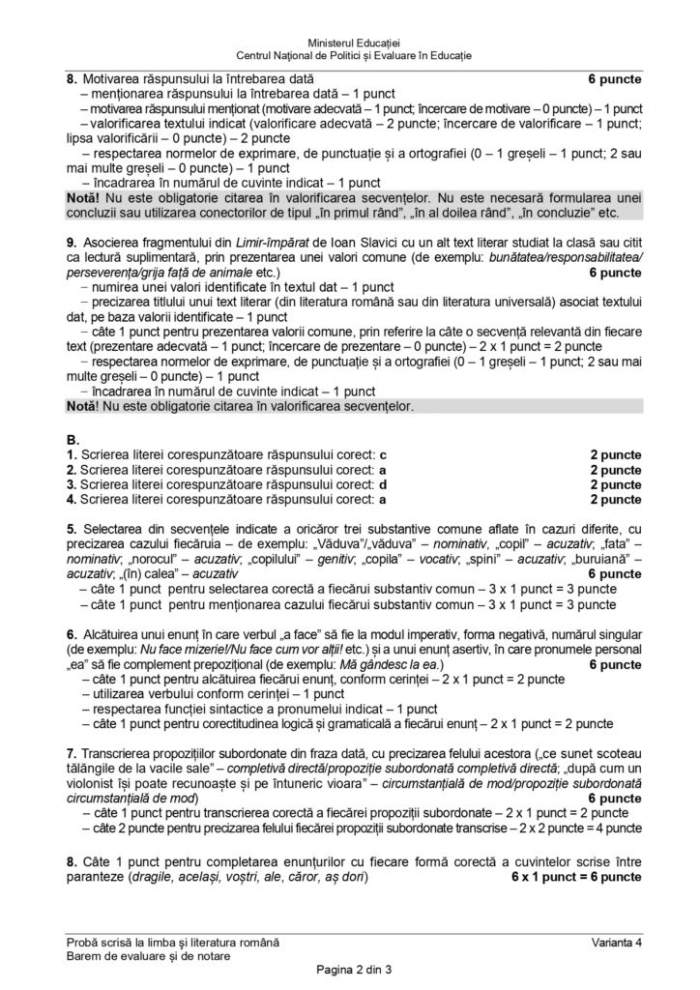 Evaluare Natională 2023. Baremul de corectare pentru proba de Limba și Literatura Română a fost publicat / FOTO