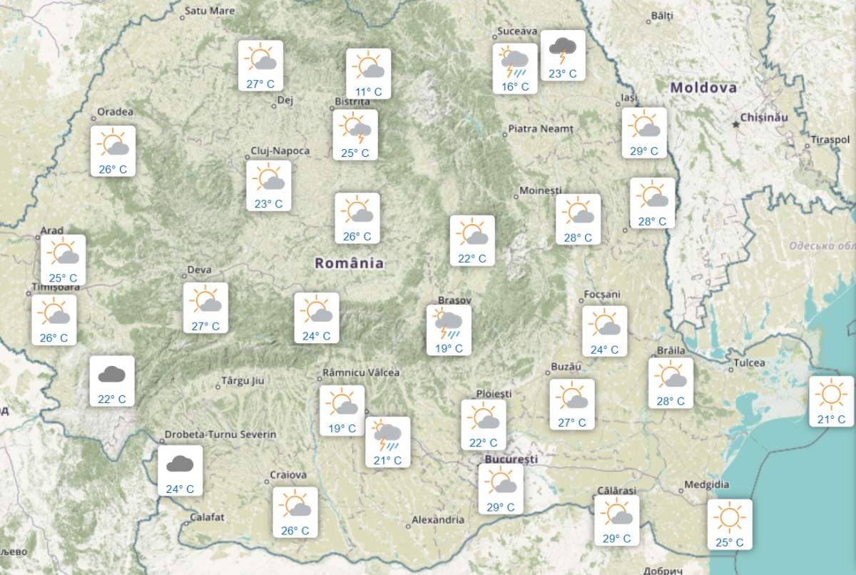 harta romaniei meteo