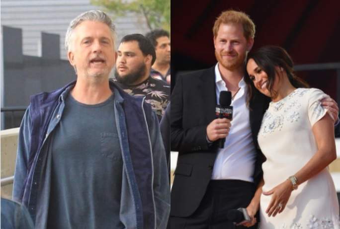 colaj din doua poze cu bill simmons si harry si meghan markle