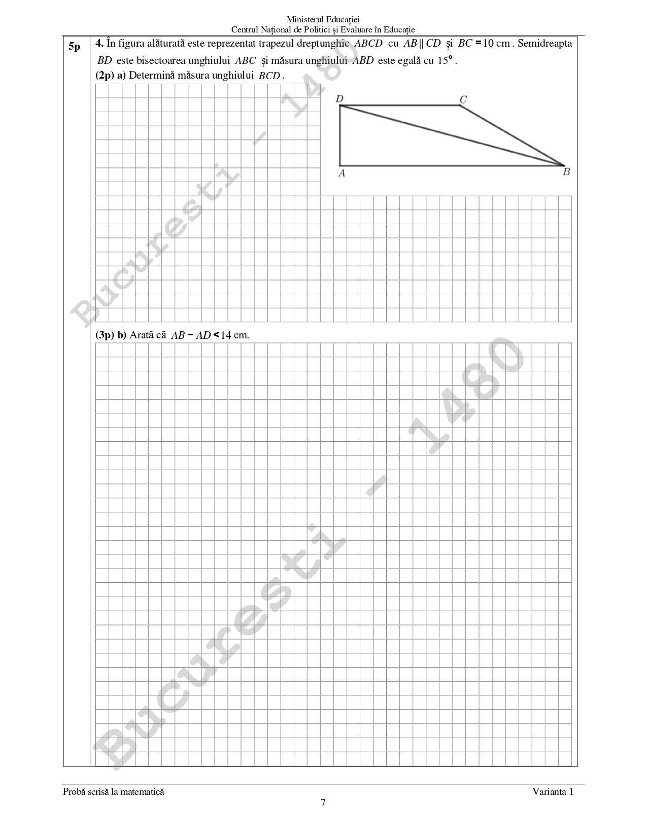 Subiecte Evaluare Națională la Matematică 2023. Ce a picat la examenul de capacitate din acest an / FOTO