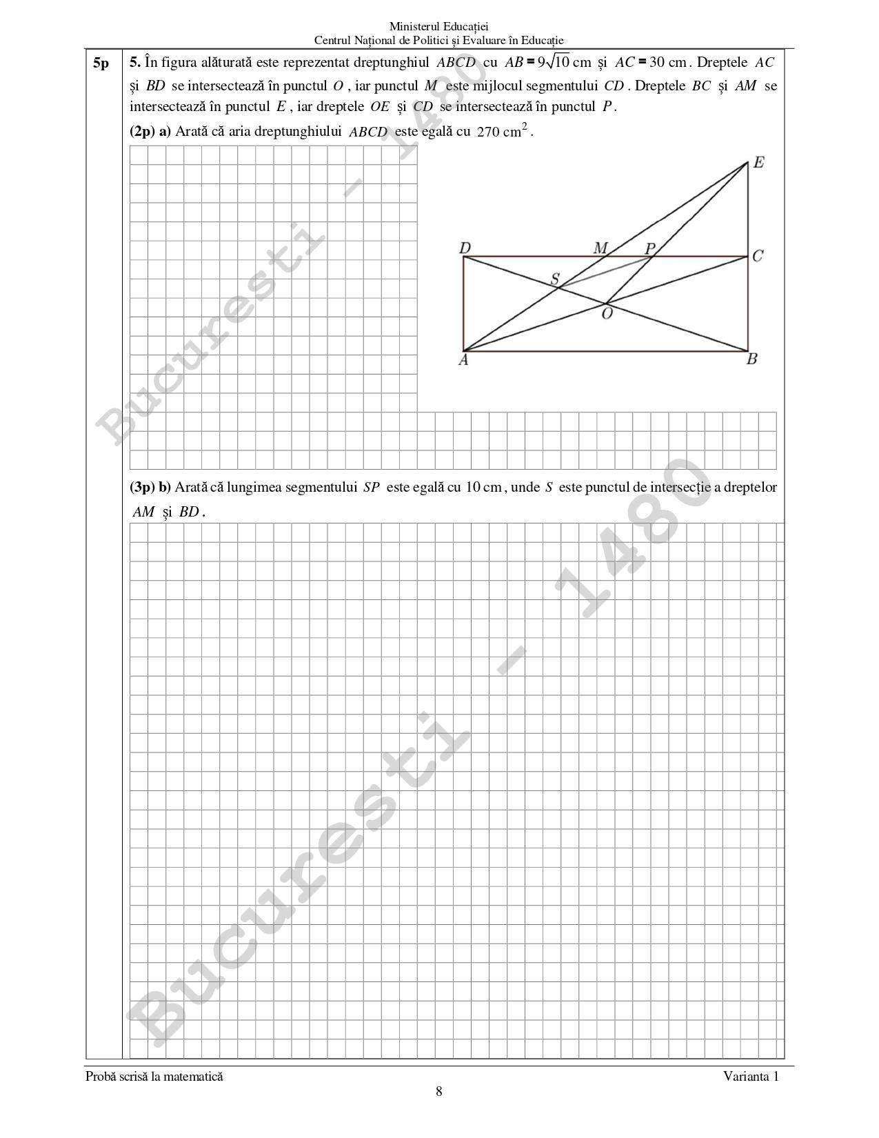 Subiecte Evaluare Națională la Matematică 2023. Ce a picat la examenul de capacitate din acest an / FOTO