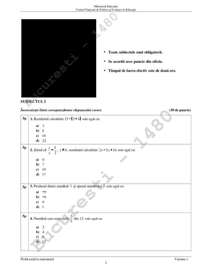 Subiecte Evaluare Națională la Matematică 2023. Ce a picat la examenul de capacitate din acest an / FOTO