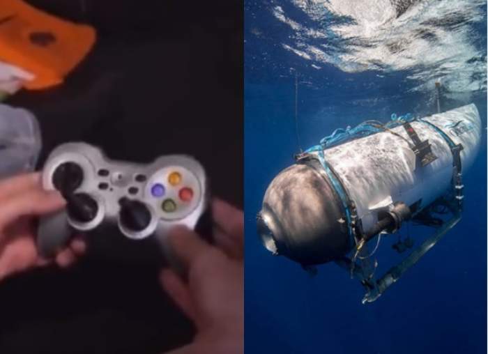 colaj din doua poze controler xbox si submarinul Titan disparut