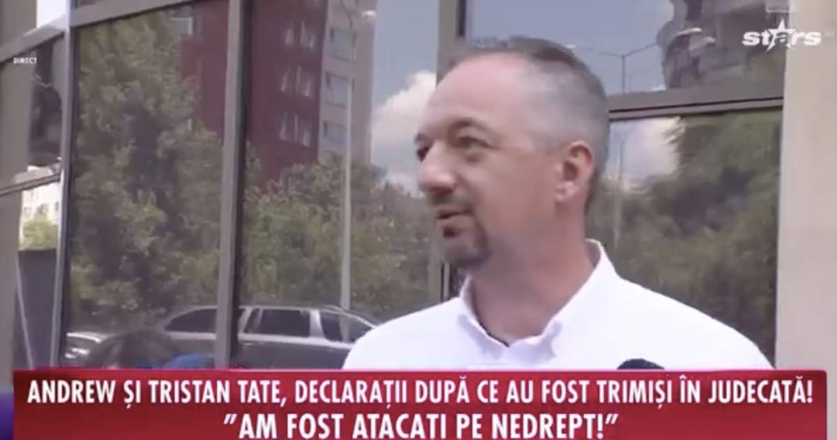 Avocatul fraților Tate Declarațiile avocaților fraților Tate. Andrew și Tristan au ieșit din sala de judecată în urmă cu puțin timp
