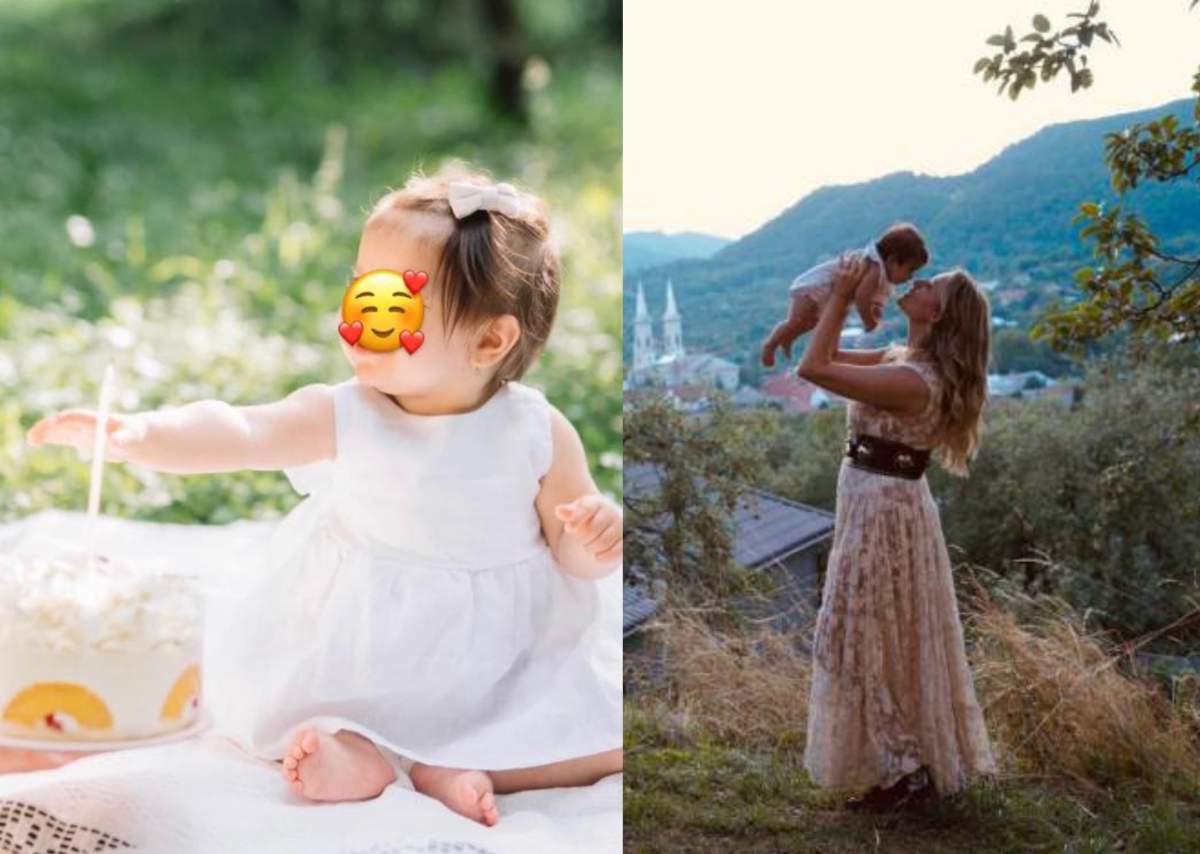 colaj din doua poze cu laura cosoi si fiica ei, lara