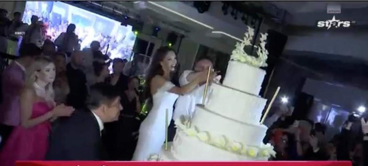 Cum a arătat tortul spectaculos de la nunta Cristinei Spătar și a lui Vicențiu Mocanu. A cântărit 150 de kilograme: ''E meritul ei!” / VIDEO