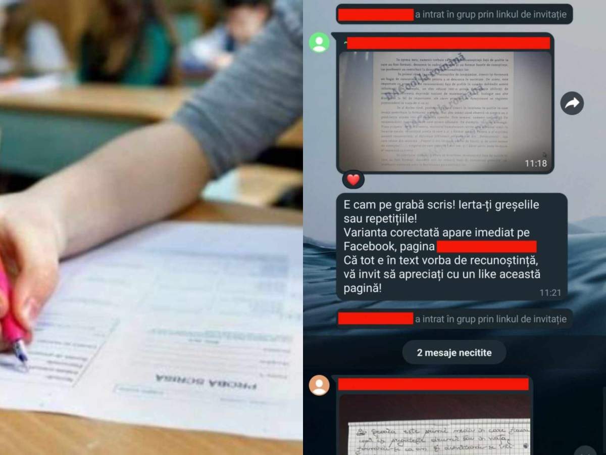 un elev care scrie și mesajele de pe grup