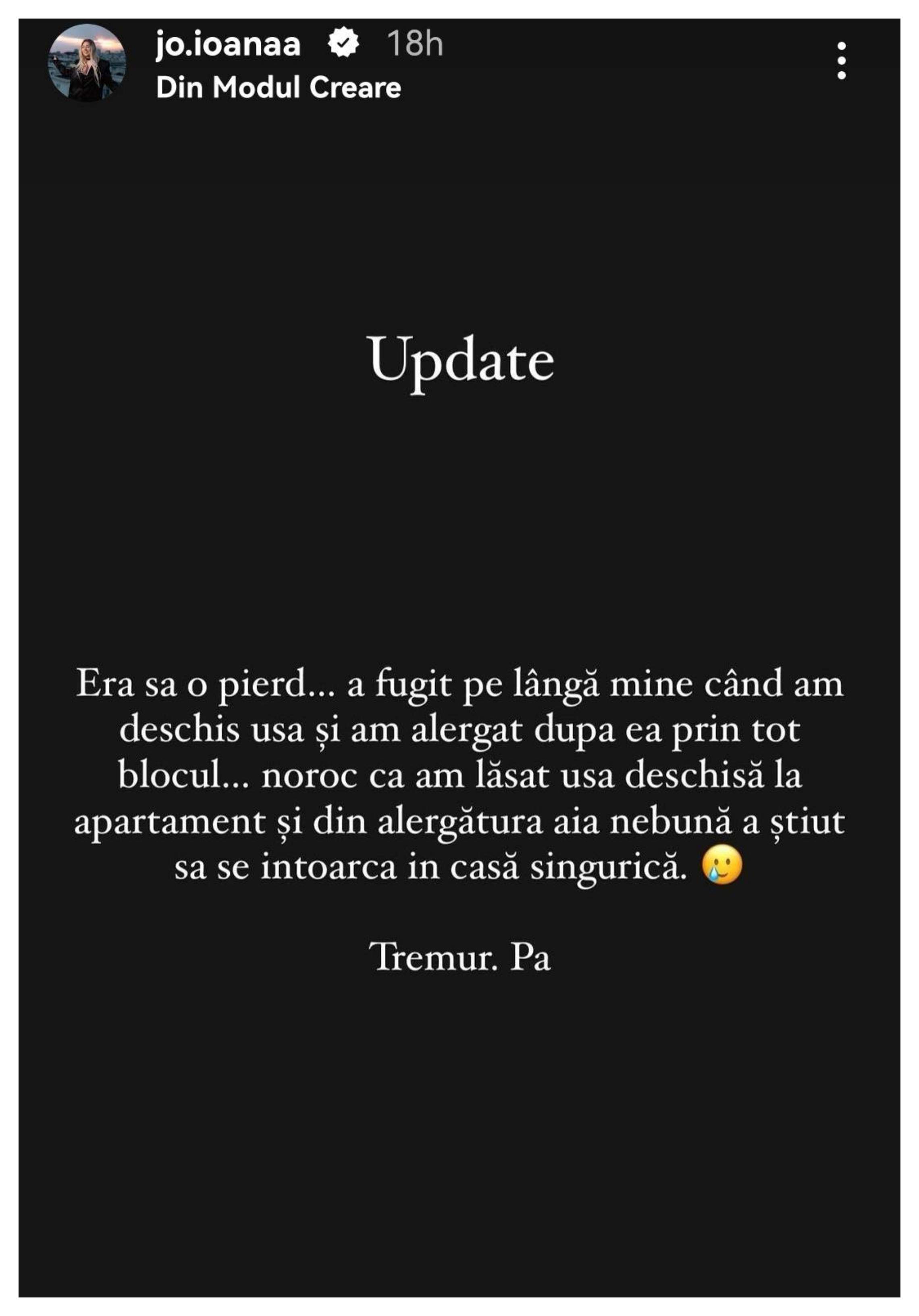 Jo Ioana, probleme mari cu pisica ei. Artista s-a speriat când și-a dat seama că putea să o piardă: ”A fugit”