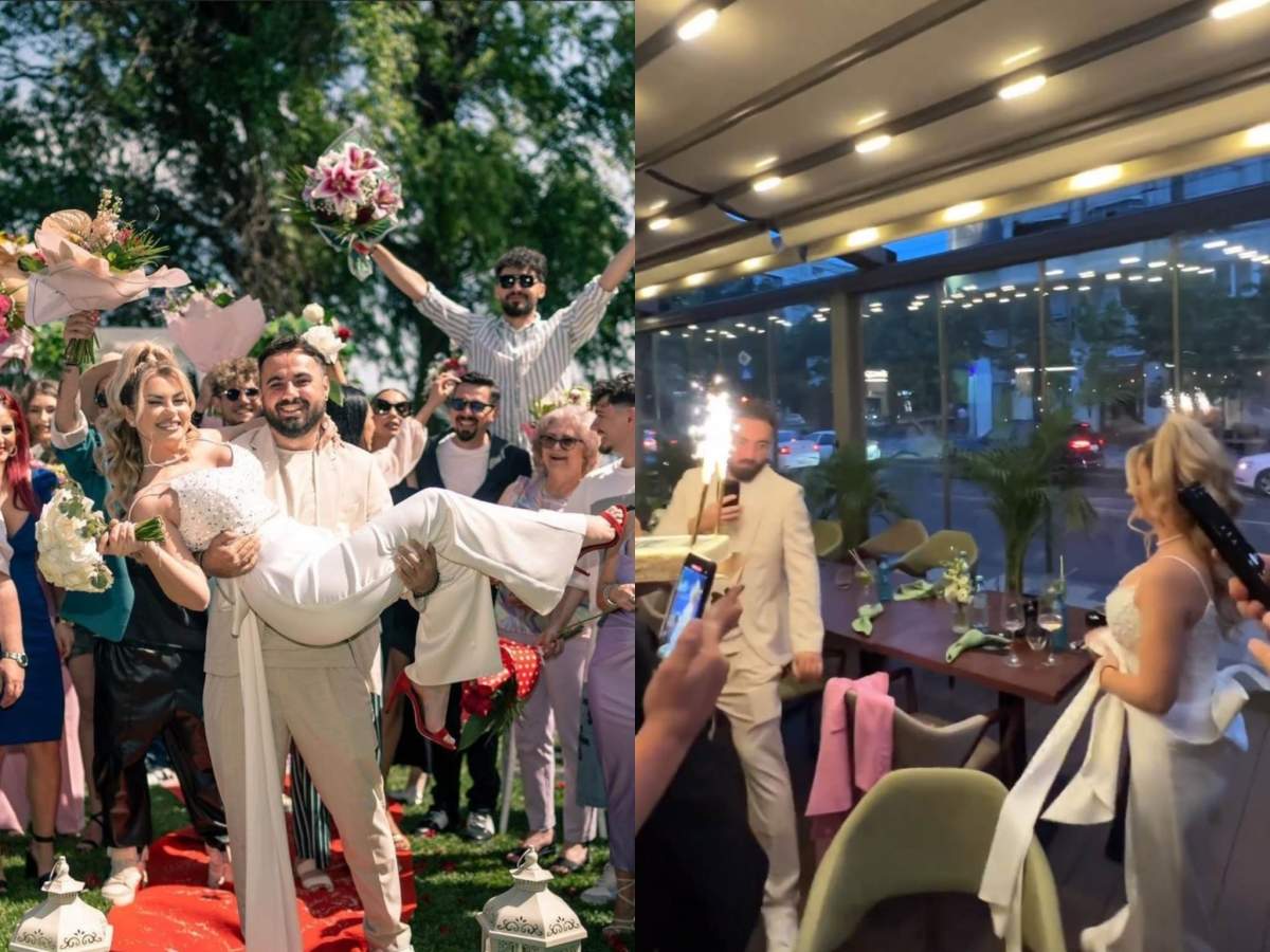 Tortul a fost însoțit de artificii. Emi de la Noaptea Târziu și iubita lui la nunta lor.