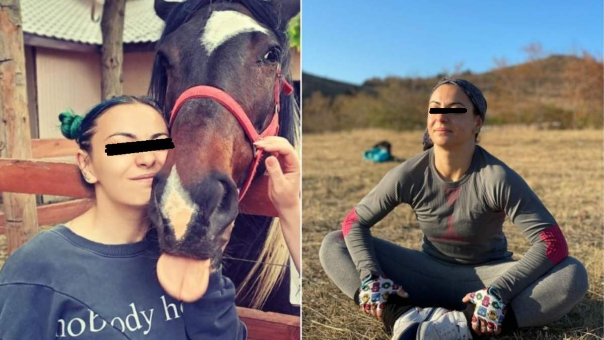 colaj din doua poze cu olga, tanara moarta pe atv