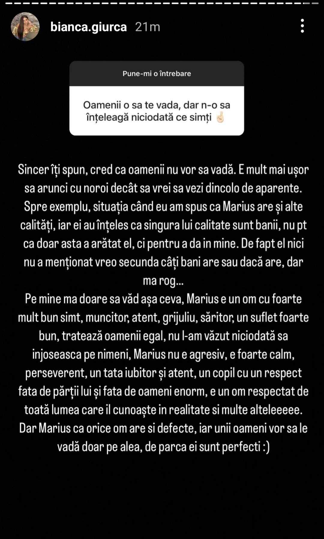 Ce spune Bianca Giurcă despre calitățile pe care Marius Moise le are, după ce i-a luat apărerea la Insula Iubirii: „Oamenii nu vor să vadă...” / FOTO