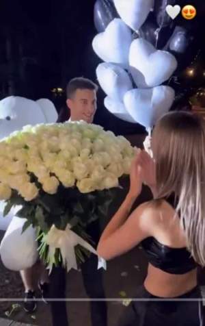 Iuliana Beregoi, buchet de trandafiri imens din partea fostului iubit al Mirei. Cum a surprins-o Andrei Ivan / VIDEO