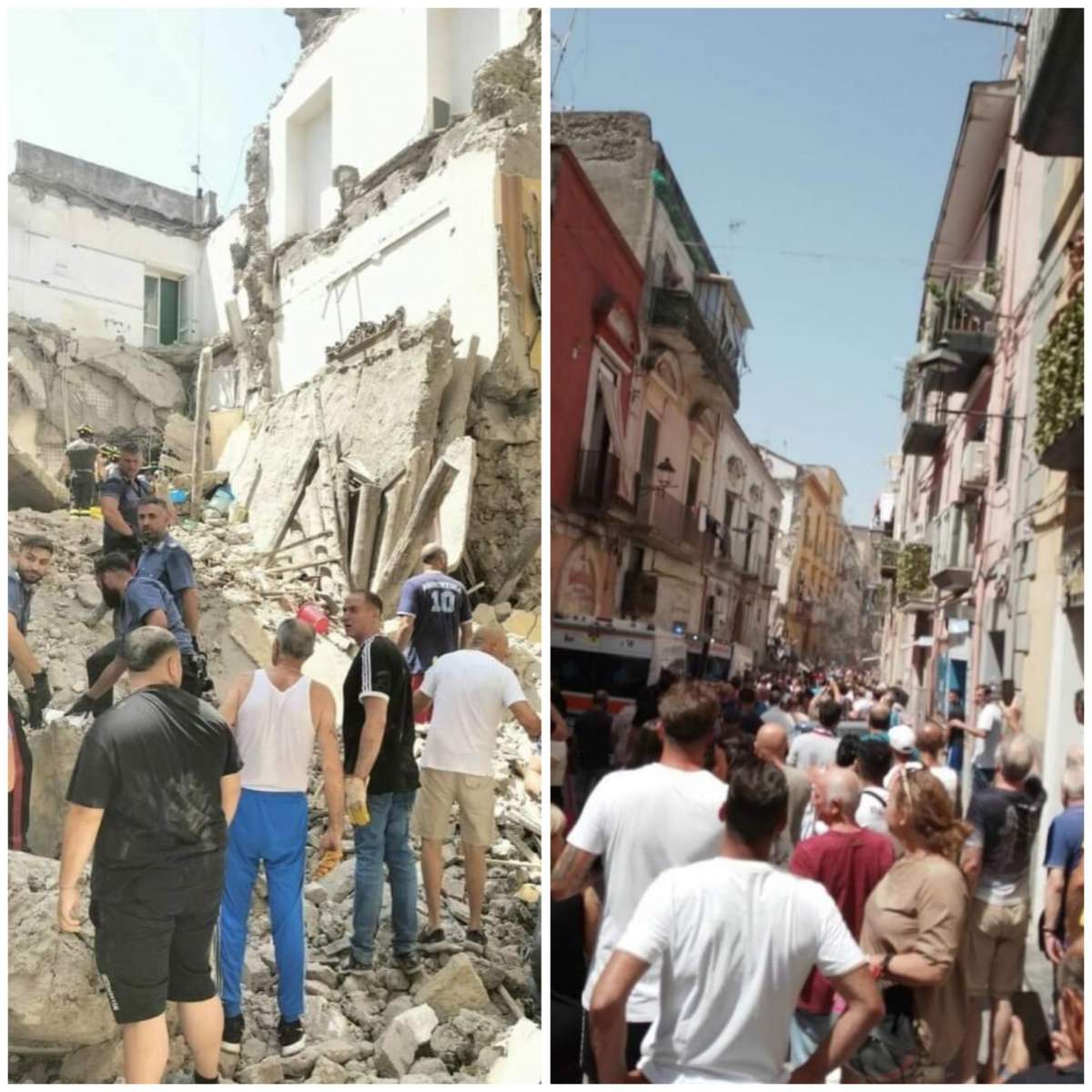 Colaj blocul care s-a prăbușit în apropiere de Napoli, în Italia