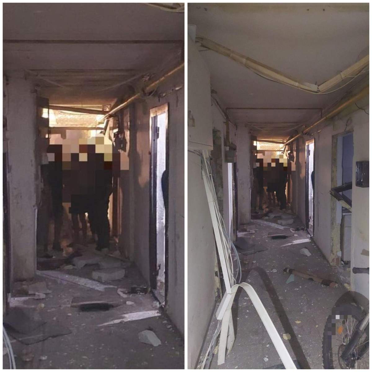 Explozie puternică într-un bloc de garsoniere Colaj explozie puternică într-un bloc de garsoniere