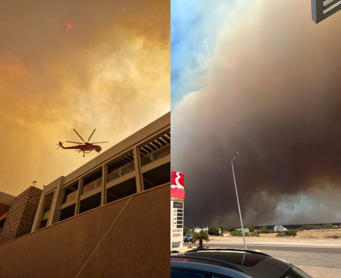 colaj din doua poze cu incendiu rhodos