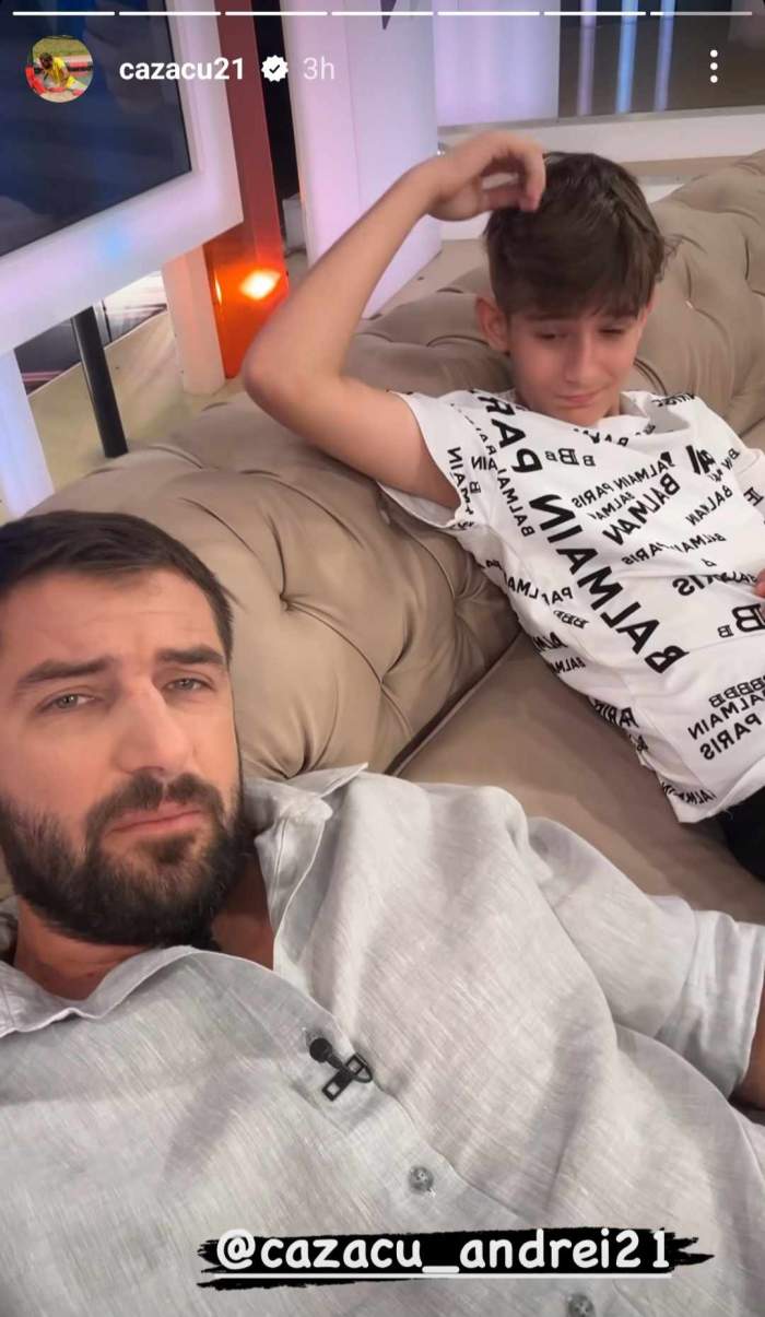 Cătălin Cazacu, cu fiul lui în platoul de la Showbiz Report. Ce tată mândru este prezentatorul TV! / VIDEO