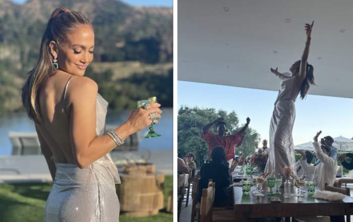 Imaginea virală cu Jennifer Lopez dansând pe masă la ziua ei. Cum arată artista într-un costum de baie minuscul la 54 de ani