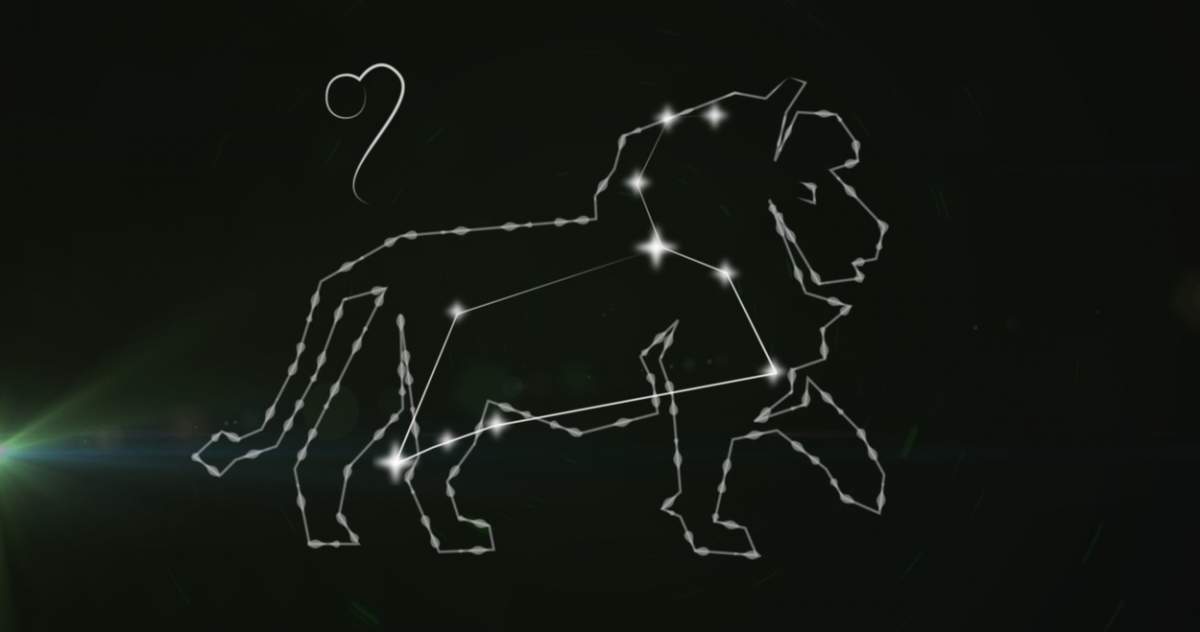 semnul zodiacal leu strălucitor pe fundal negru