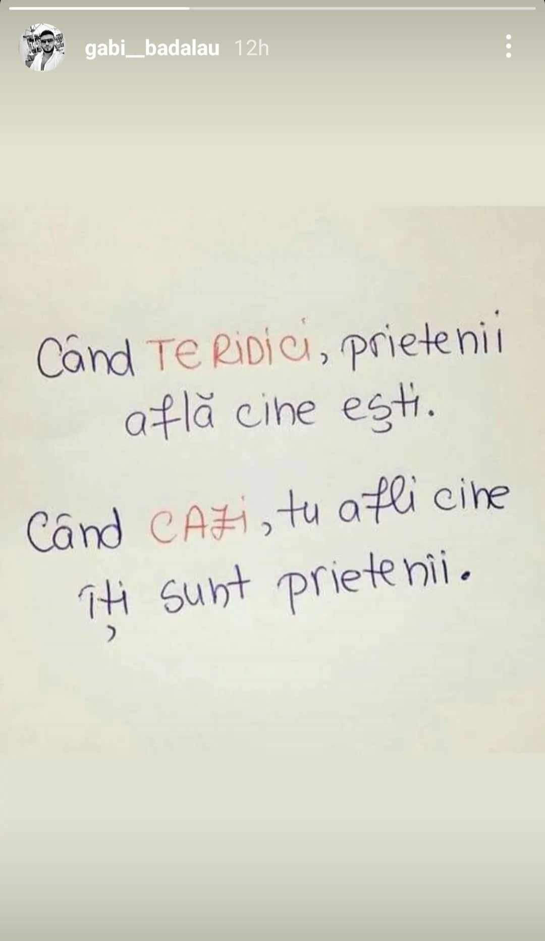 Gabi Bădălău, trădat de prieteni. Mesajul cu subînțeles postat de iubitul Biancăi Drăgușanu: „Când te ridici...” / FOTO