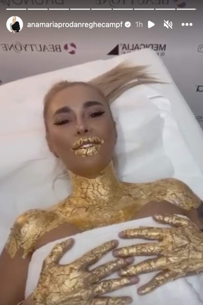 Anamaria Prodan, „îmbrăcată” în aur de 24K! Pentru ce tratament a optat sexy impresara de această dată: „Sunt foarte fericită!” / FOTO