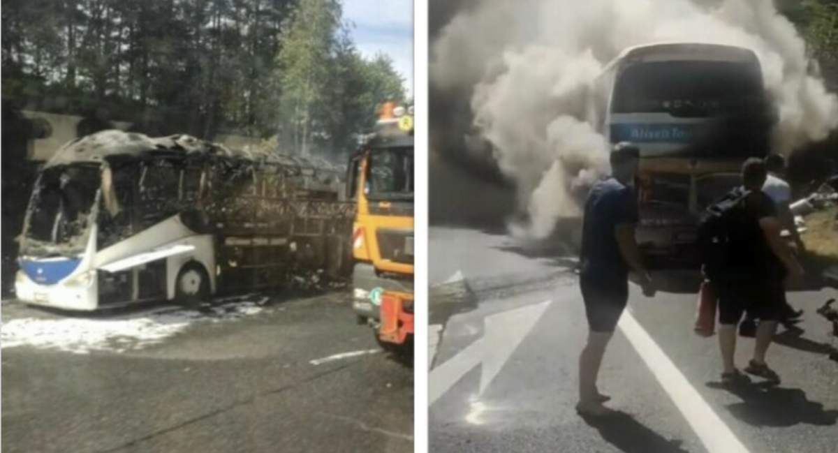 Un autocar cu români şi moldoveni a luat foc pe o autostradă, în Viena. Pasagerii au fost escortaţi de poliţie