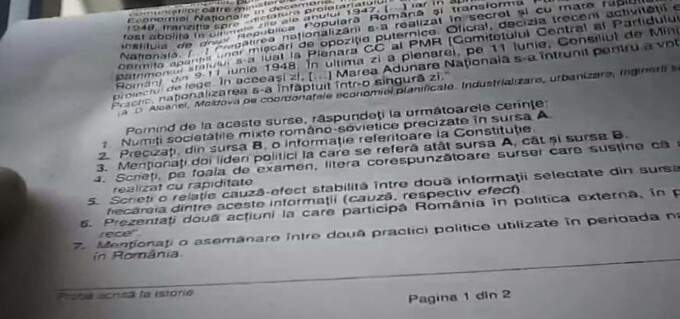 Bacalaureat 2023 - toamnă. Au fost publicate subiecte la istorie. Ce exerciții au avut de rezolvat cei înscriși la examenul maturității