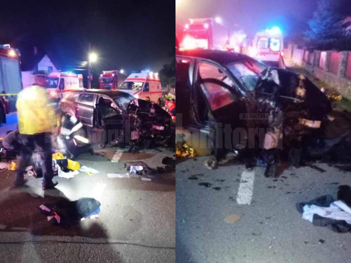 Unul dintre bărbați a murit în sptial. mașina distrusă în Suceava