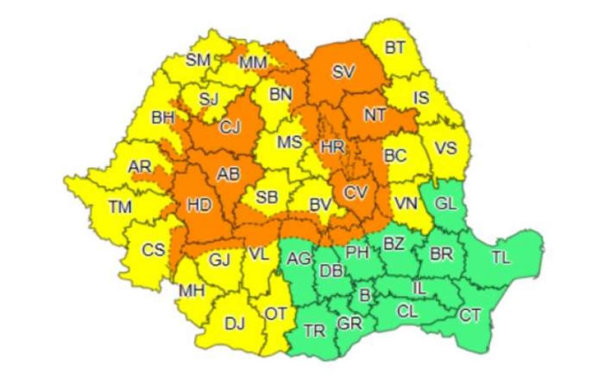 Coduri galbene de caniculă, vijelii și grindină în România