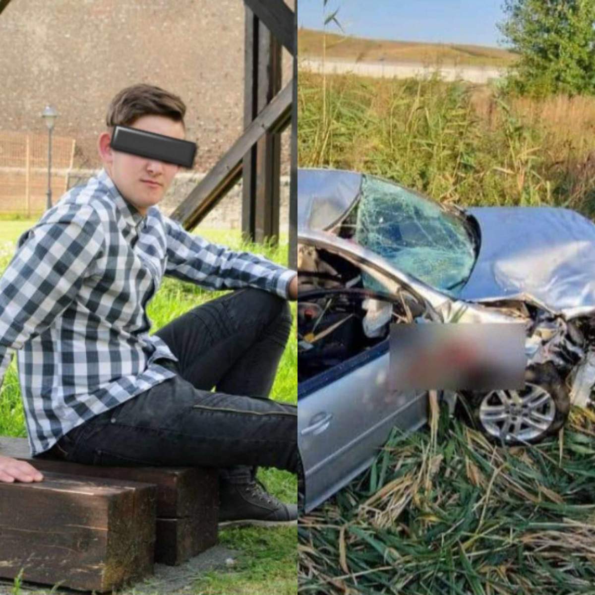 Colaj foto cu șoferul de 19 ani care a produs tragedia din Sântimbru și accidentul cumplit