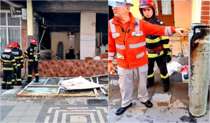 Alertă, luni dimineață, la un restaurant din Pașcani! Explozie urmată de incendiu din cauza a două butelii GPL. O persoană a fost rănită