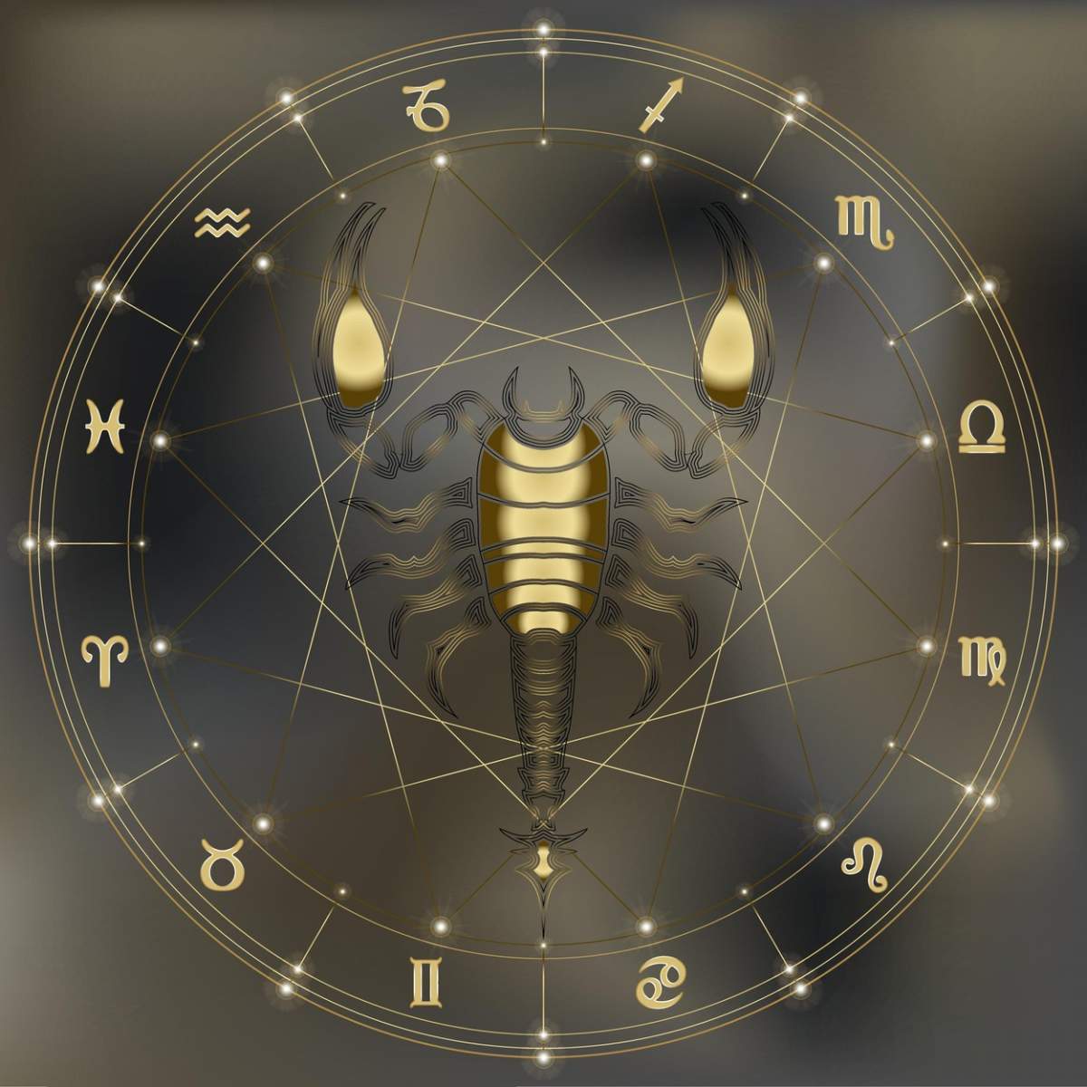 Fotografie cu horoscopul și zodia Scorpion în centru