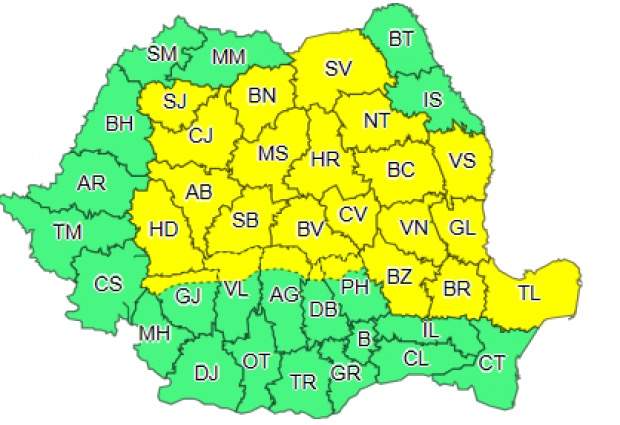 Anunț ANM de vreme imediată! Cod Galben de furtuni puternice în jumătate de țară