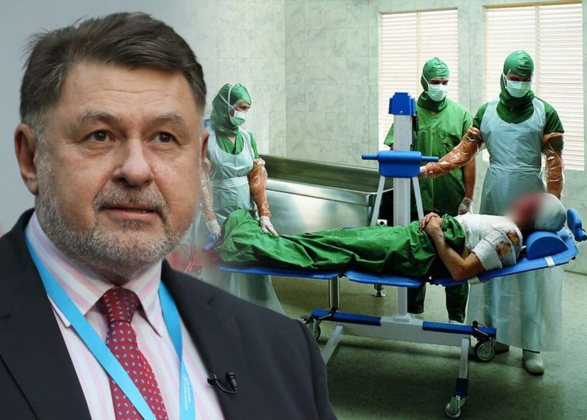 Machetă foto cu Alexandru Rafila și medici într-un spital din străinătate
