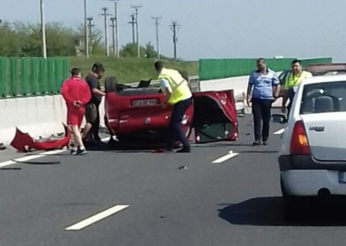 Accident cumplit pe Autostrada Soarelui. Traficul a fost oprit, după ce un autoturism a fost răsturnat