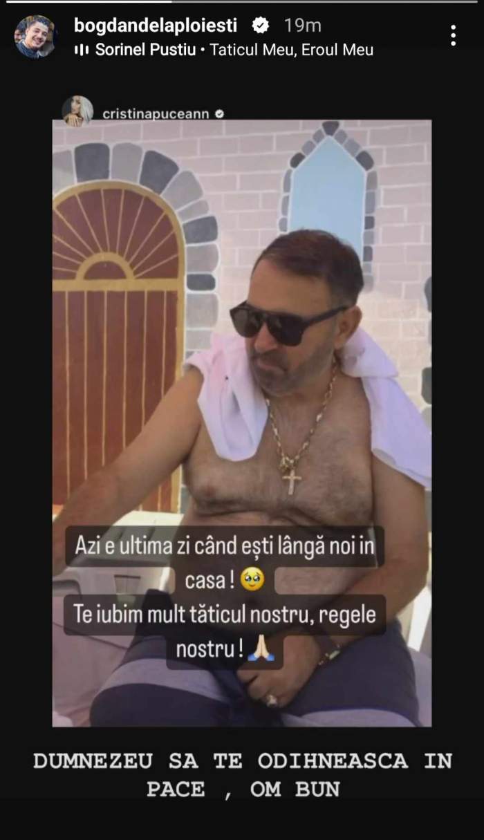 Bogdan de la Ploiești, mesaj emoționant după moartea tatălui Cristinei Pucean: „Om bun...” / FOTO