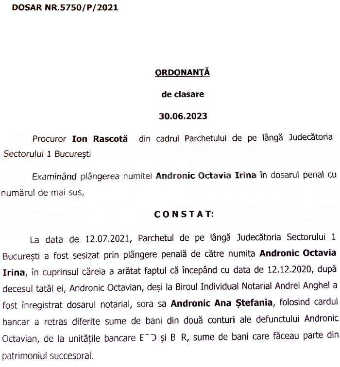 Urmașele regretatului ANDO, scandal penal, pe moștenire! Decizie incredibilă a anchetatorilor  / Șeful Parchetului Sectorului 1 zice că el nu este prim-procuror