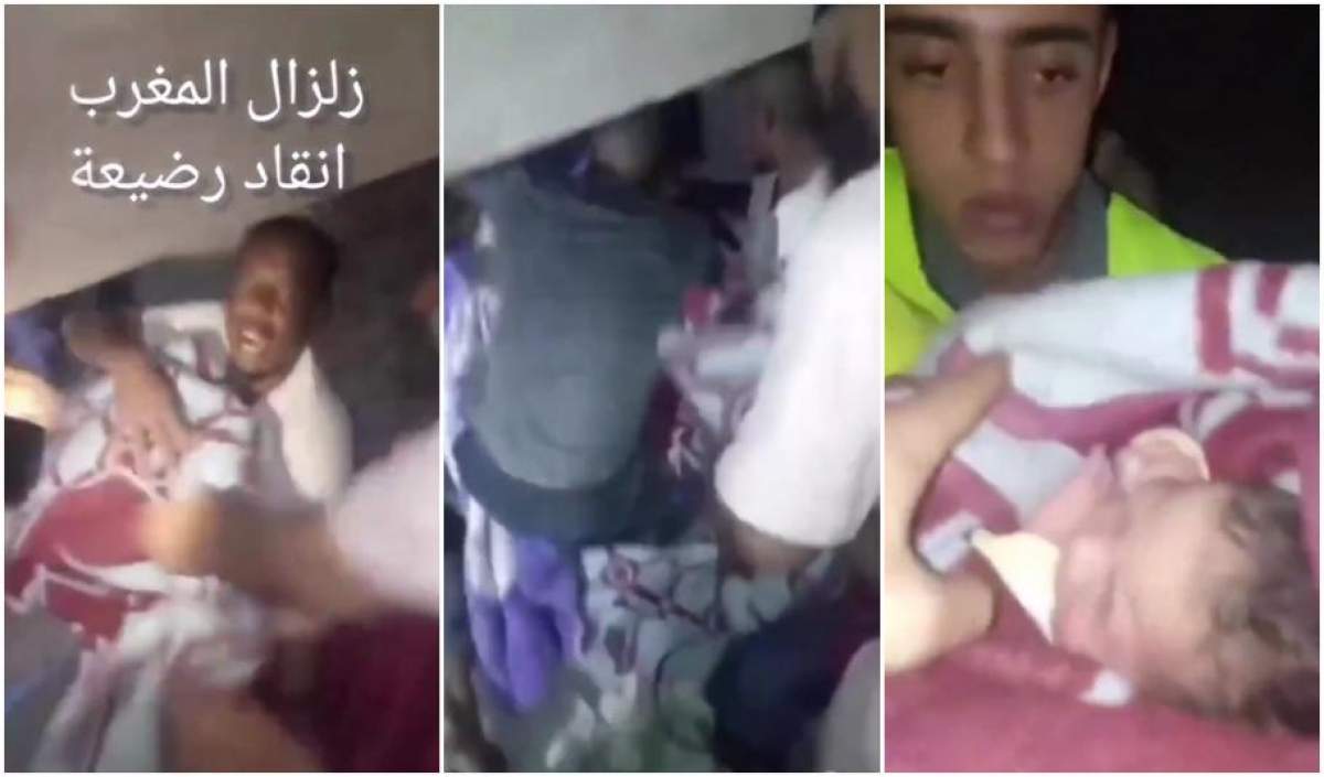 Nou-născut, salvat de sub dărâmături, în Maroc
