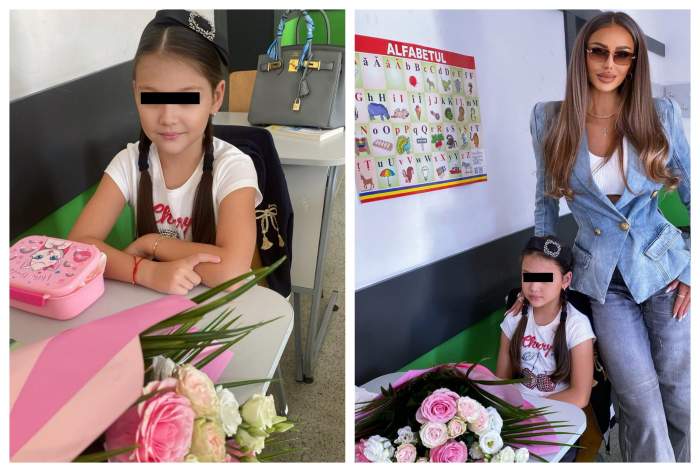 Bianca Drăgușanu și Victor Slav, împreună in prima zi de școală a fiicei lor. Sofia a intrat în clasa I: “Începuturi superbe”