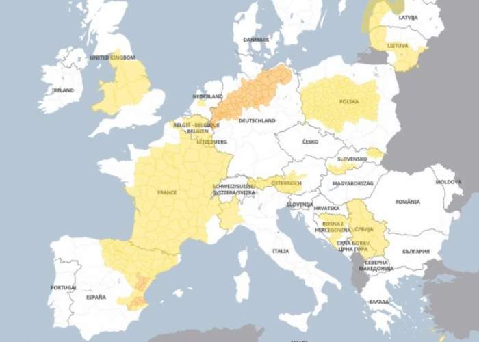 Avertizări meteo cod portocaliu și cod galben de furtuni și vijelii în Europa! Care sunt zonele afectate de fenomene extreme