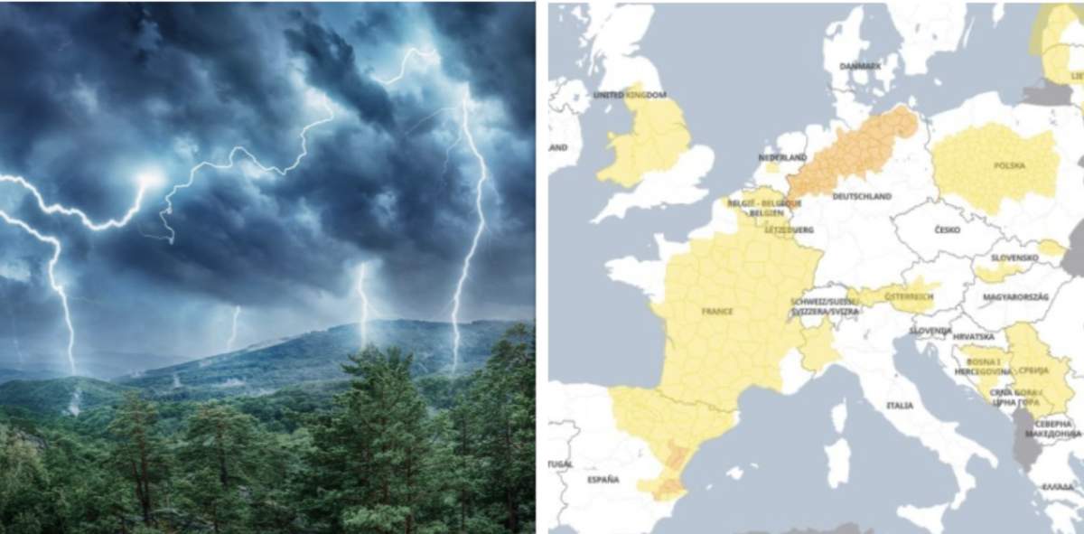 Avertizări meteo cod portocaliu și cod galben de furtuni și vijelii în Europa! Care sunt zonele afectate de fenomene extreme