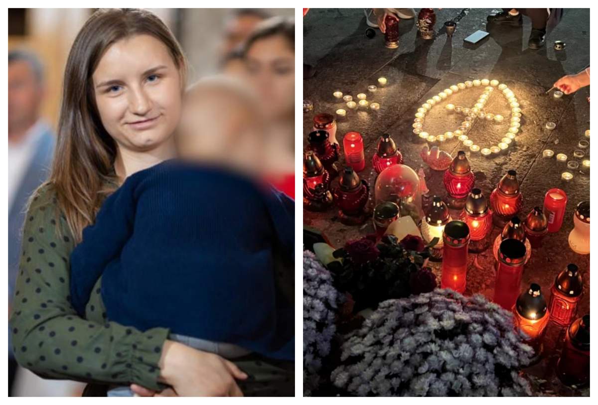 Imagini emoționante! Copiii Alexandrei, tânăra însărcinată care a murit la spitalul din Botoșani, au aprins lumânări pentru mama lor, în fața prefecturii / FOTO