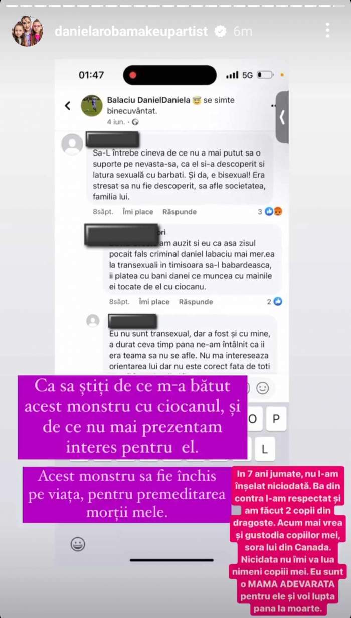 Dana Roba susține că soțul a maltratat-o pentru că este bisexual. Vedeta acuză că sora lui Daniel Balaciu vrea să-i ia copiii / FOTO