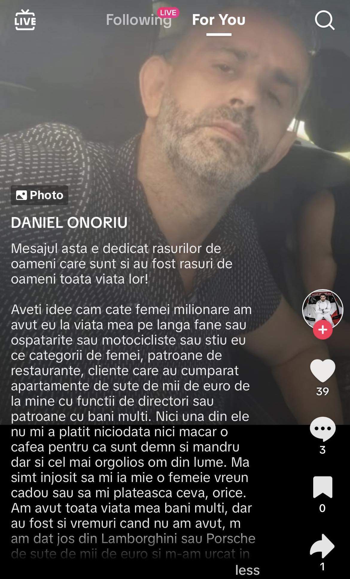 Daniel Onoriu, mesaj acid pentru bărbați: „V-am dat până și femei pentru că știu să le vrăjesc” / FOTO