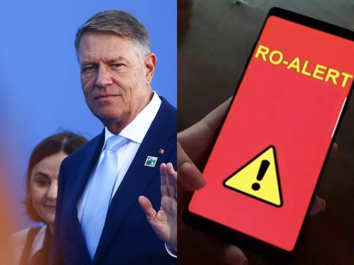 Colaj Klaus Iohannis și un telefon cu RO-Alert